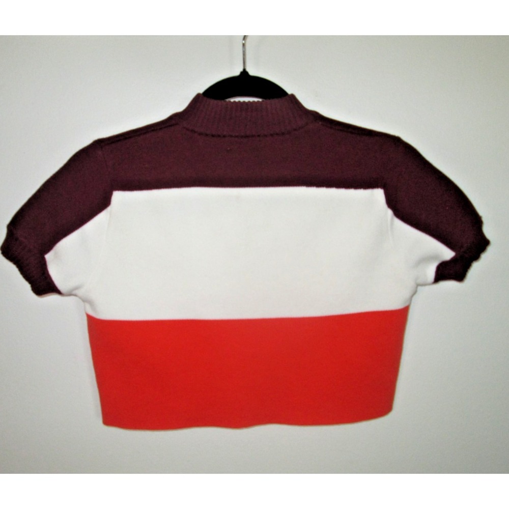 YLLW  Set Colorblock Size XS/S Burgundy Orange Knit‎ Cropped Top Flare Pants - Picture 5 of 12